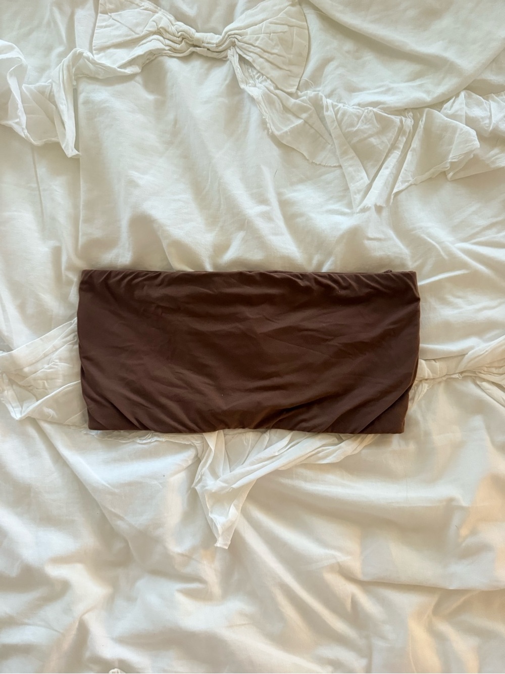 SKIMS Brown Stretch Bandeaut Top